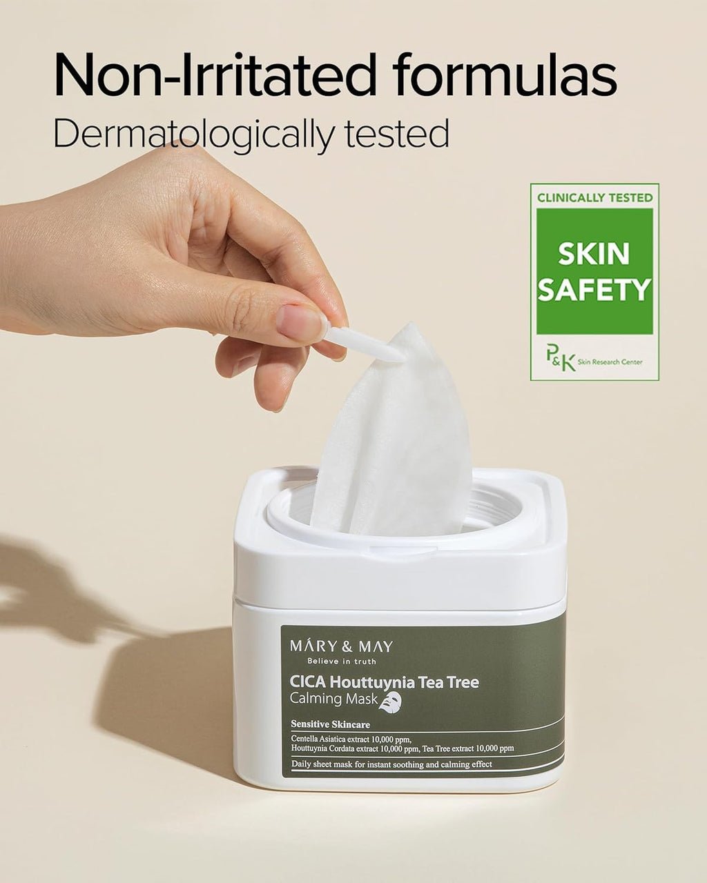 Mary&May CICA Heartleaf Tea Tree Calming Mask, 30 Sheets Pull-Out