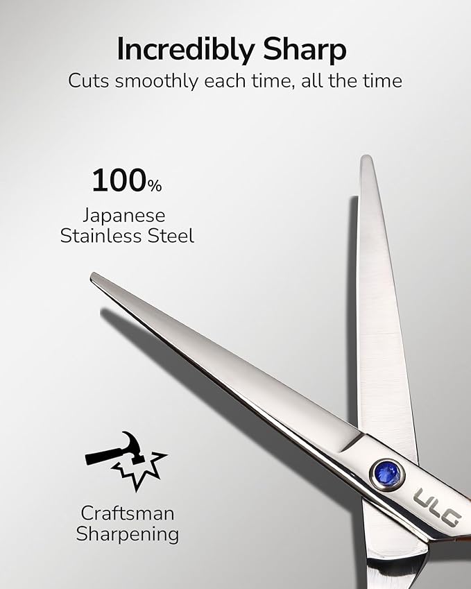 ULG Professional Hair Cutting Scissors 6.5" Blue Left-Handed