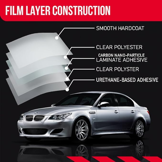 United Window Tint Car Film 36" in x 25'Ft MAX Nano Carbon Film 2Ply 20% VLT - Clear Polyester Privacy Window Tint Blocks UV/IR Rays, Heat & Glare- Laminate Adhesive with Lifetime Color Stability…