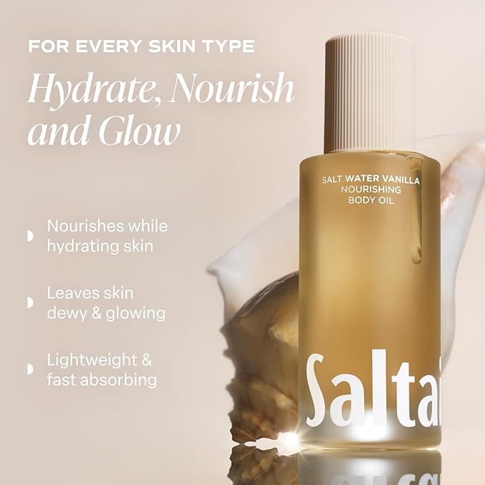 Saltair Nourishing Body Oil | Lightweight Glow | Salt Water Vanilla, 4 oz