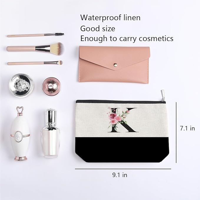 kdxpbpz Initial Makeup Bag, Personalized Gifts for Women, Personalized Makeup Bag, Bridesmaid Gifts, Cosmetic bags for Women (Letter K)