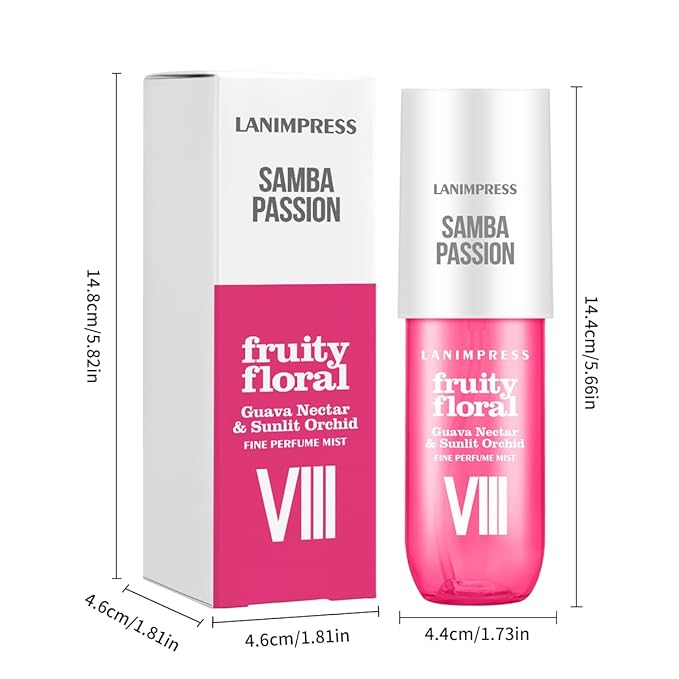 LANIMPRESS 3 FL OZ Hair Mist and Body Spray, Eau De Parfum for Women,Travel Size Fragrance,Fruity Floral Perfume No.8,Vibrant Fresh Scent– With Notes of Guava Nectar, Orchid, Vanilla