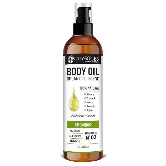 pureSCRUBS Ultra Moisturizing Lemongrass Body Oil for Dry Skin, 4 oz