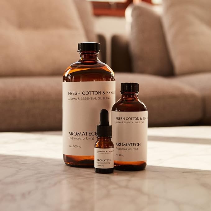 AromaTech Fresh Cotton and Bergamot Essential Oil Blend: Luxury Hotel Inspired Aromatherapy with Bergamot, Fresh Cotton & Sandalwood for Ultrasonic Diffusers & Nebulizers (500 mL)
