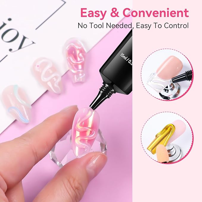 Makartt 15g 3D Nail Gel & Chrome Nail Powder Kit for Sculting and Drawing