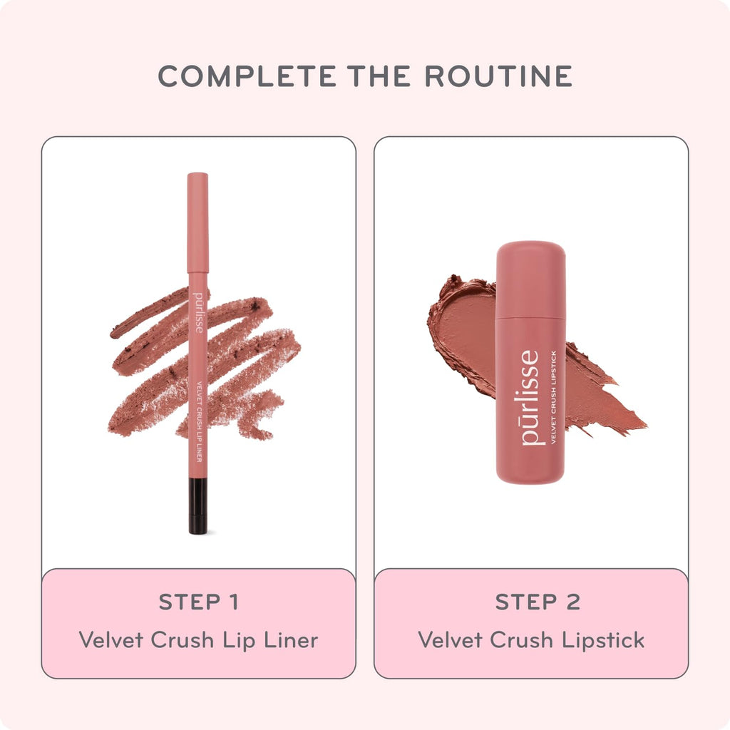 pūrlisse Velvet Crush Long Lasting Lipstick - Matte Finish Hydrating Lipstick - Enriched with Bakuchiol, Mango Seed & Shea Butter to Soften & Smooth Lips - Pinky Nude (0.12 oz)