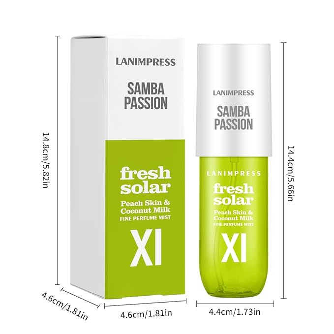 LANIMPRESS 3 fl oz Hair Mist and Body Spray, Eau De Parfum for Women,Travel Size Fragrance, Creamy Gourmand Perfume No.11, Sweet Fruity Smell– Notes of Peach Skin, Coconut Milk, Frangipani Petals