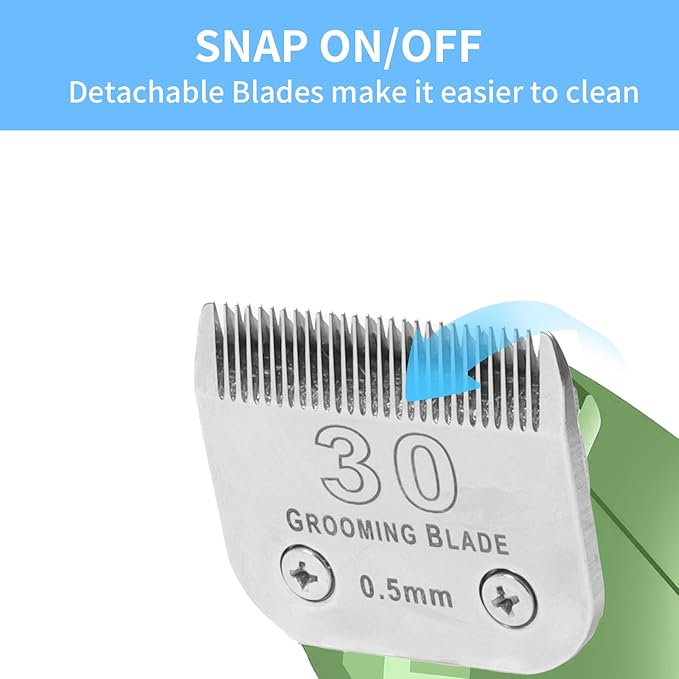MEMIRY 3 Pcs Size 30# Detachable Dog Grooming Blades, Compatible with Andis, Oster A5, Wahl KM10 Series Clippers, Cut Length 0.5mm, Silver (30# 0.5mm, 3 Packs)