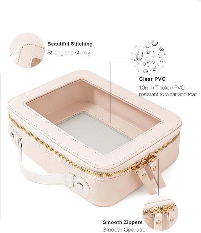 FFpaw 2Pcs Travel Clear Makeup Bag, Large American Mahjong Tile Bag Cosmetic Case with Zipper Portable Makeup Pouch Toiletry Bag Traveling Cosmetic Organizer Storage Bag Car Organizer Car Essentials