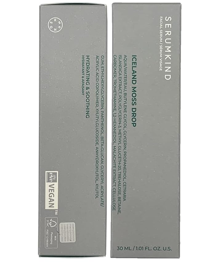 SERUMKIND Iceland Moss Drop Serum, Long-lasting Deep Hydration with Beta Glucan & Panthenol, Soothing & Non-Sticky Moisture Balance, Korean Skincare (1.01 fl oz / 30 ml)