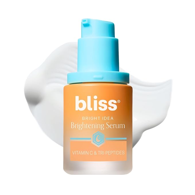 Bliss Vitamin C + Tri-Peptide Face Serum - Stabilized Vitamin C for Dark Spots, Fine Lines & Firmness - Brightening Serum with Collegen Boosting Peptides, Hyaluronic Acid, Squalane - 1 Fl Oz