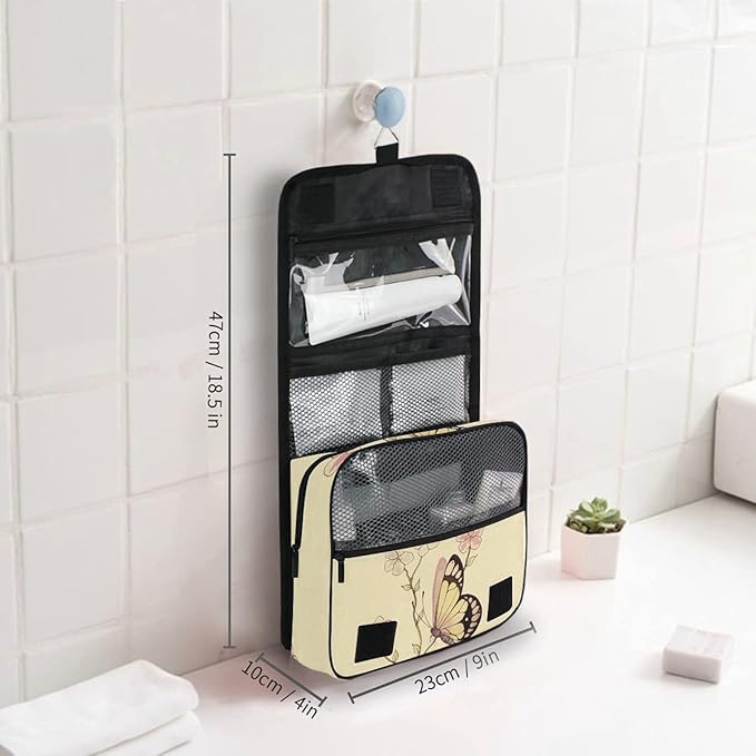 senya Hanging Travel Toiletry Bag Kit Makeup Case Cosmetics Organizer for Men Women (Butterfly Watercolor)