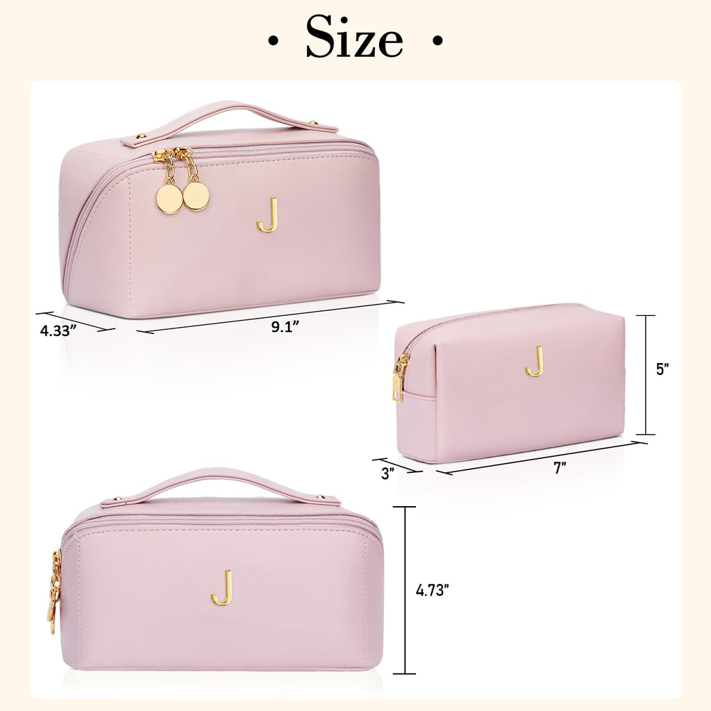 CLOUDWINGS Initial Makeup Bag Personalized Gift for Women Teen Girls
