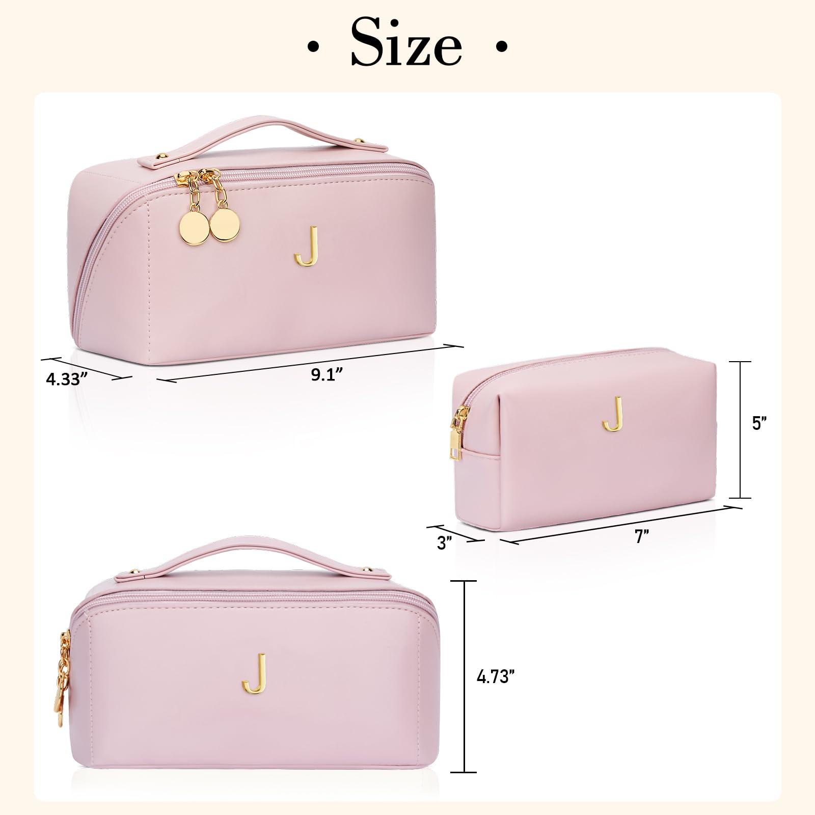 CLOUDWINGS Initial Makeup Bag Personalized Gift for Women Teen Girls