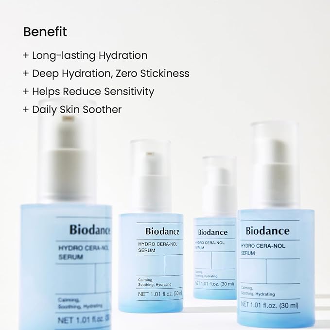 BIODANCE Hydro Cera-nol Serum, Hydrating, Soothing Facial Serum for Dry & Sensitive Skin with Ceramide, D-Panthenol, Hyaluronic Acid, Korean Skin Care | 1.01 fl.oz x 1 ea
