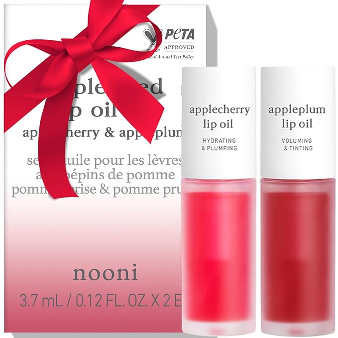 NOONI Korean Lip Oil Set - Applecherry & Appleplum - Plumping Lip Gloss