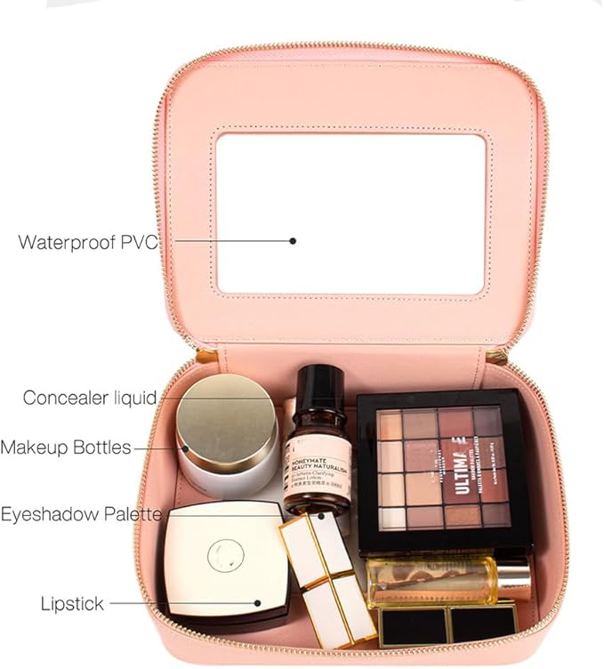 FFpaw Clear Makeup Bag, TSA Approved Toiletry Bag Travel Makeup Case Clear Cosmetic Travel Bag Small Makeup Pouch Organizer Waterproof Portable Car Essentials for Women