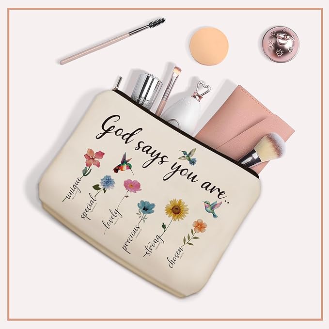 Christian Gifts for Women Girls, God Says You Are Bible Verse Makeup Bags.