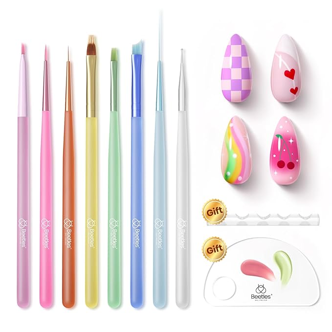 Beetles Nail Art Brushes Set for Gel Polish 8 Pcs - Nail Art Design Pen