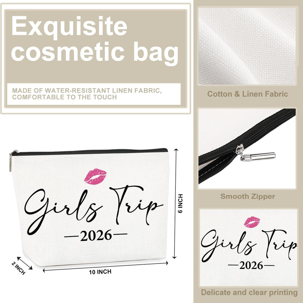 NBIAN 4 PCS Girls Trip Gifts Favors 2026 Girls Weekend Gifts for Women Bestie Gifts Friend Gifts Girls Trip Favors for Sister Females Friendship Holiday Vacation Makeup Bag Weekend Bags for Women