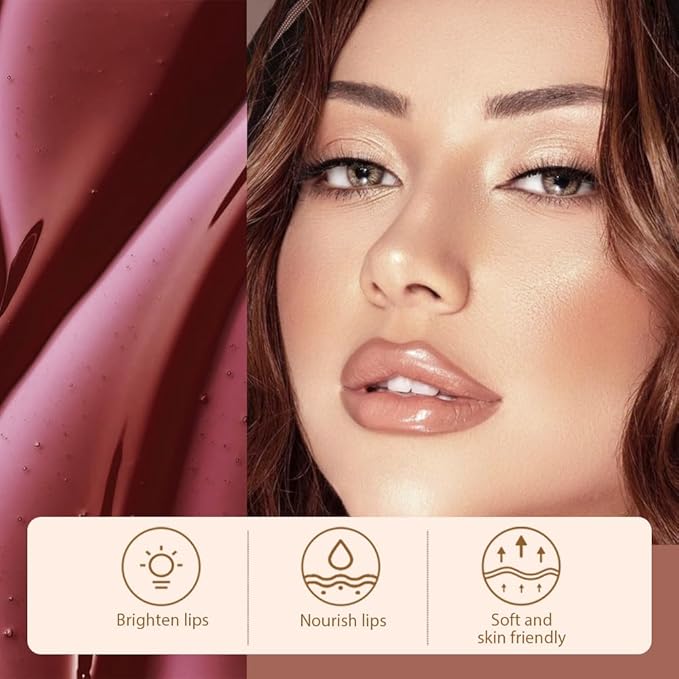 Hxssll Matte Lip Gloss Stain-Peel Off Lip Liner Tattoo, Brown Peel-Off Lip Tint，Long Lasting Peel Off Lip Stain, Waterproof Transfer-proof Lip Mask Lip Liner Peel Off Lip Gloss,Stayn Lip Makeup.02#