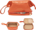 Abiudeng Large Makeup Bag for Women,Travel Makeup Organizer with Brush Holder, Dopp Kit Essentials,Waterproof Lozenge Cosmetic Bag for Traveling,Multi Compartment,Cute,Spacious Capacity-orange