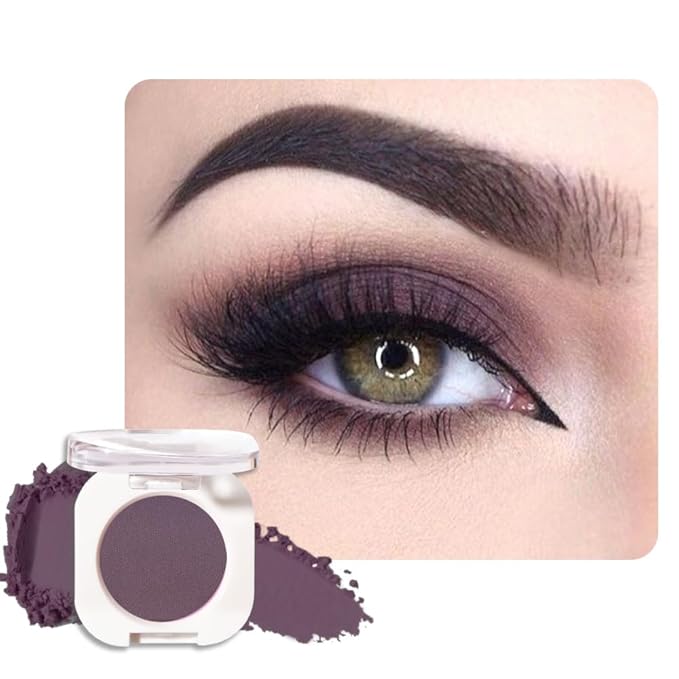 QIDSTERS Eggplant Matte Single Eyeshadow, Lightweight Blendable Mini Eye Shadow for Older Women, Monochrome Eyeshadow Palette Makeup Pigmented Waterproof, Vegan & Cruelty-Free, 15