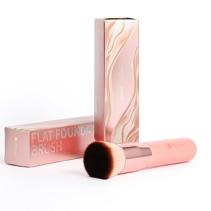 DUcare Foundation Brush for Liquid Makeup,Flat Top Kabuki Foundation Brushes - Premium Makeup Brush for Liquid, Cream, Powder,Buffing, Blending,Pink