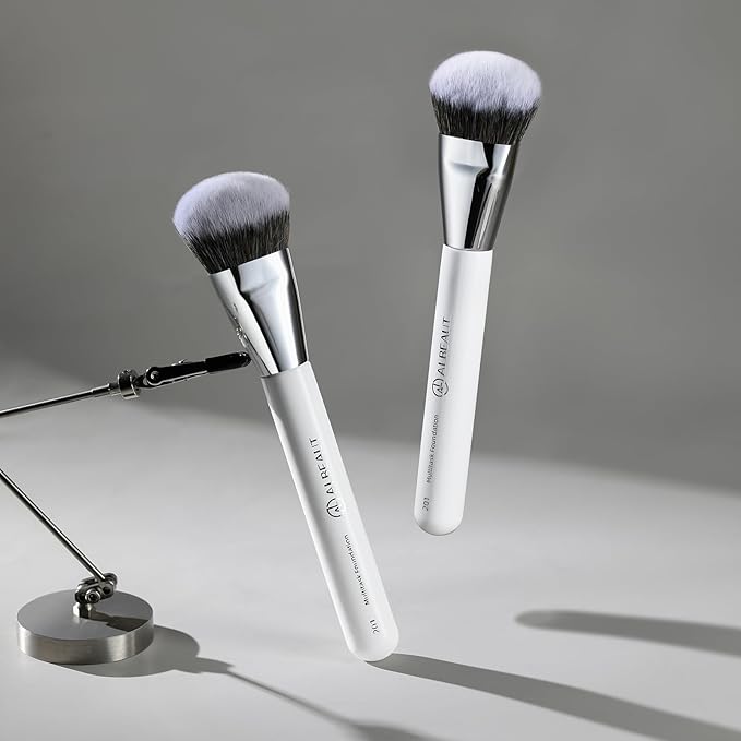 ALBEAUT 201 Angled Foundation Brush for Flawless Makeup Application Professional Liquid, Cream Powder Foundation Brush with Dense Bristles - Contoured for Precise Blending and Buffing
