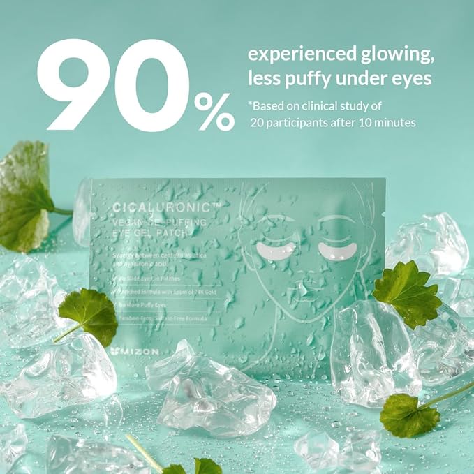 MIZON Cicaluronic Vegan De-puffing Eye Gel Patch, 21 pairs