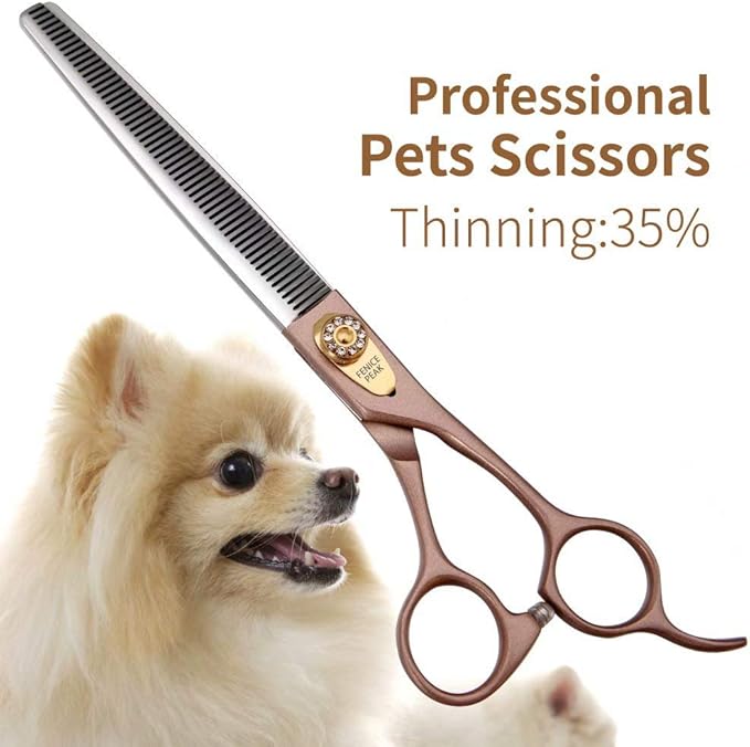 Fenice Peak Professional Thinning Scissors for Dog Cat 7'' Pet Grooming Scissors 440C Stainless Steel Thinning Shears for Dogs 50/56 Teeth