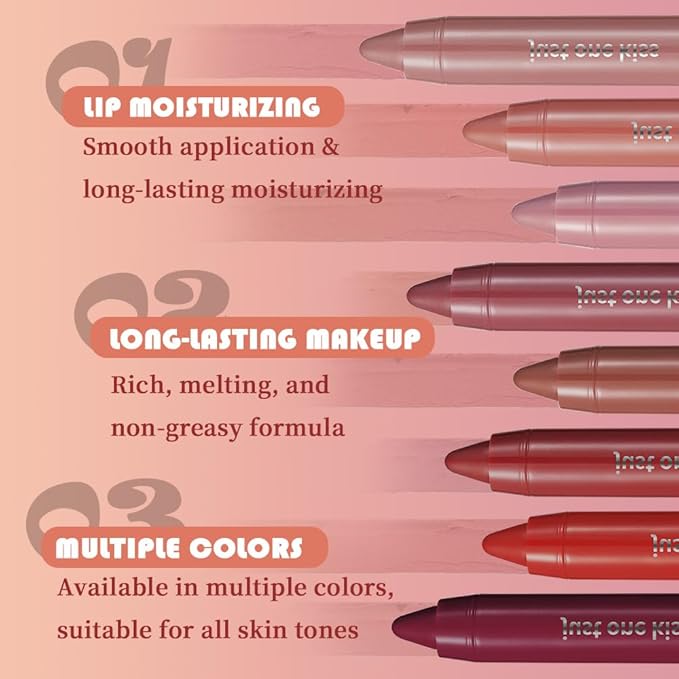 mekuel 2Pcs Soft Pink Nude & Brown Hydrating Cream Lipsticks Lip Crayon for Women, Natural Non Sticky Lipstick Lip Liner Crayon Set, Creamy Lips Stick Moisturing Nourishing Lips Balm Stick Set, B