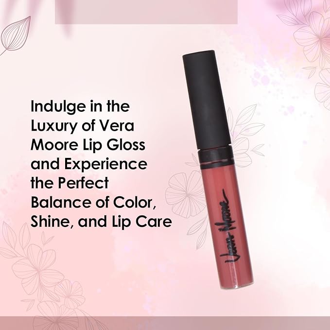 VERA MOORE COSMETICS AND SKIN CARE Lip Gloss, Moisturizing Lip Color with Shimmer for Long Lasting Shine, Lightweight Lip Stain, Girls Non-Sticky Lip Gloss with Aloe Vera, W/Vitamin C, E (Autumn)