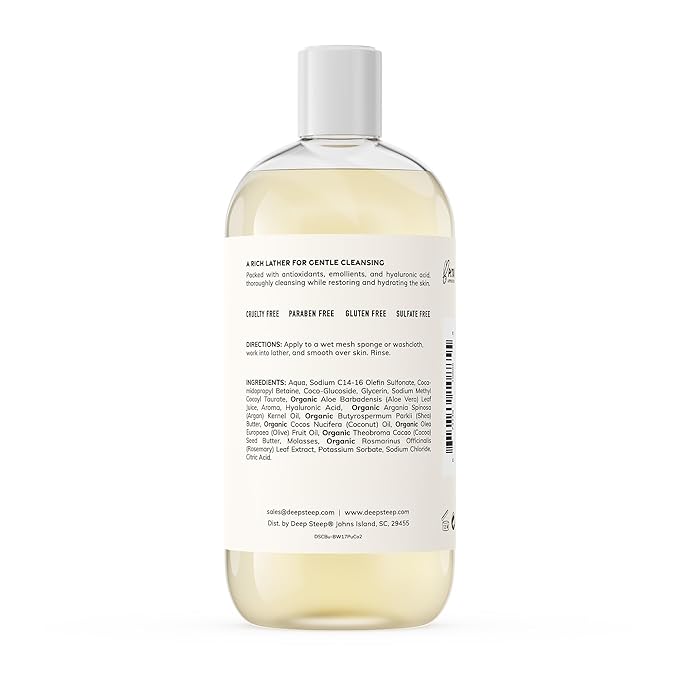 Deep Steep Pure Coconut Body Wash, Hydrating Shower Gel with Hyaluronic Acid & Shea Butter for Sensitive Skin, Bodywash for Women & Men, 17 Fl Oz, 1-Pack