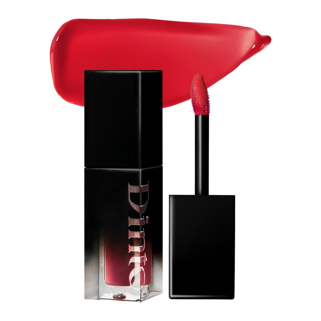 DINTO Blur-Glowy Lip Tint (208 Borum) – Dewy Finish Glowy Korean Lip Tint, Long Lasting All Day Stain, Warm Bright Red, Vegan & Cruelty-Free, 0.11 fl oz