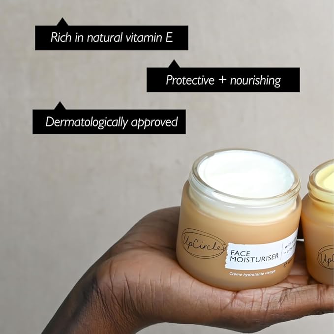 UPCIRCLE Face Moisturizer with Argan Powder 1.7oz - Nourishing Day Cream - Vitamin E, Aloe Vera, Glycerin, Shea + Coconut Butter - Natural, Vegan + Cruelty-Free