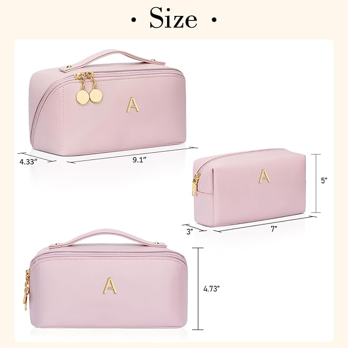 CLOUDWINGS Initial Makeup Bag Personalized Gift for Women Teen Girls