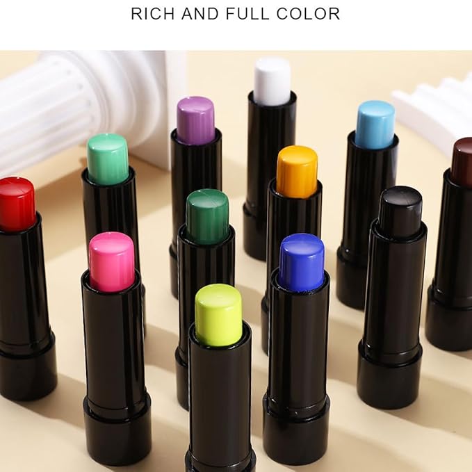 Baorder 4PCS Blue Red White and Black Lipstick,Face Body Paint Stick Kit, Eye Stick for Halloween,Safe Facepaint Lip Smacking White Foundation Black Lipstick Makeup