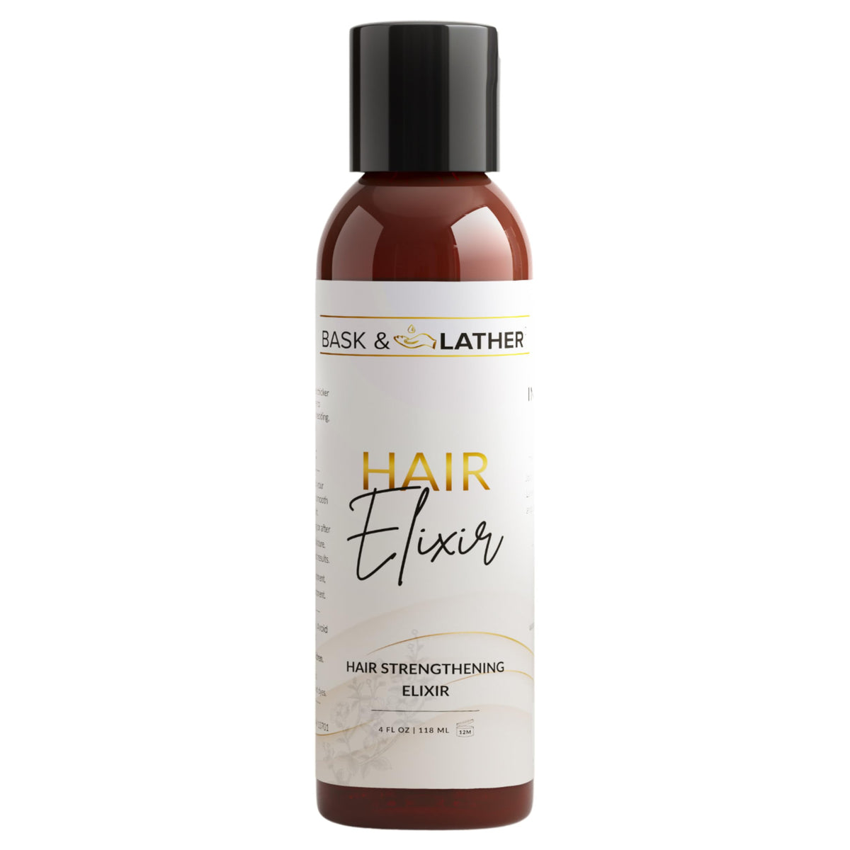 BASK & LATHER Elixir Hair Strengthening Oil, Jamaican Black Castor Oil, For Volume, Thickness, Detangle, De Frizz, Conditions New Hair Growth, 4 fl oz