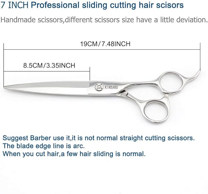 KINSARO 7 in Professional Hair Scissors Willow Shape Sliding Shears,440C