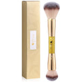 DUcare Dual End Powder Kabuki Makeup Brush Gold Glitter Vegan Synthetic for Liquid Cream Setting Powder