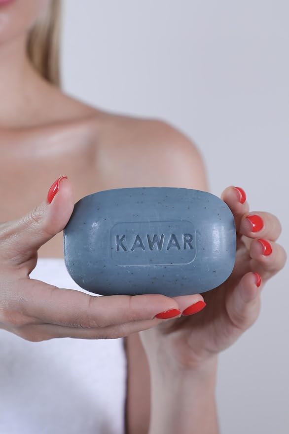 KAWAR Premium Dead Sea Black Mud Soap with Shea Butter, Face & Body, 1-Pack