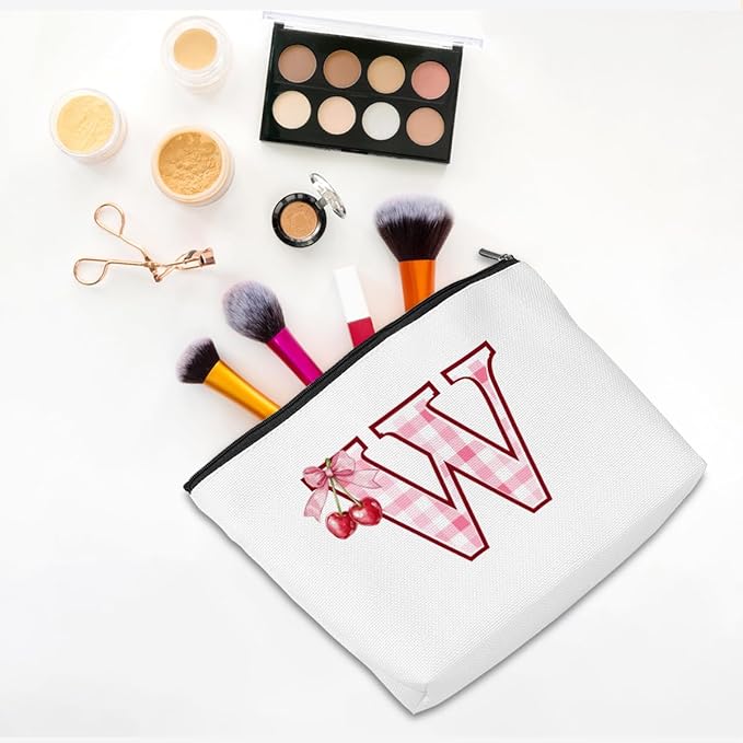 CQM Cherry Bag Initial W Makeup Bag Cherry Gifts for Women Cosmetic Bags