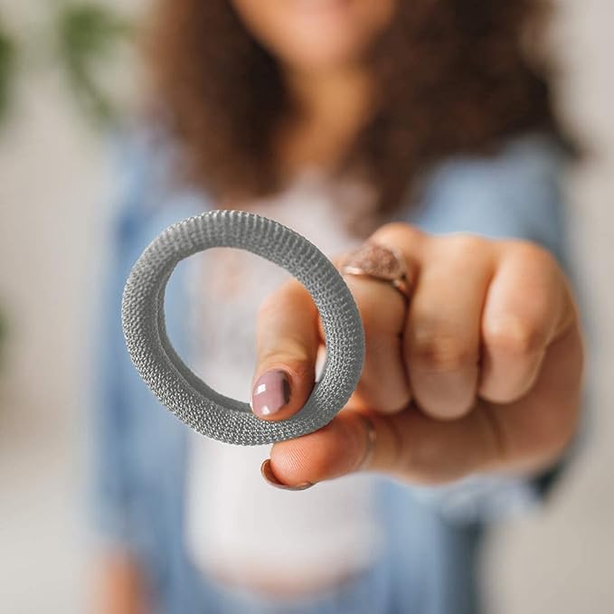 Burlybands Elastic Hair Ties No Damage for Thick Hair, Light Gray 3 Pack