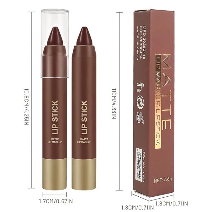 QIDSTERS Matte Lipstick Crayon for Women, Nude Brown 24 Hour Lipstick Lip Liner Pencil, Neutral Lip Stick Lipliner Long Lasting Waterproof Smudge Proof, Vegan & Cruelty-Free, 03
