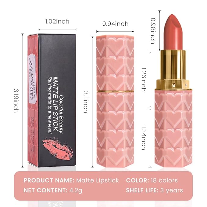 evpct 1Pcs Nude Pink Lipstick, Silky Velvet Matte Lipstick Pack Sets for Women
