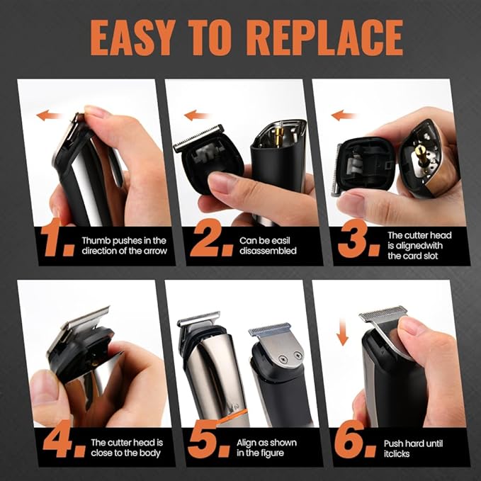 PRITECH Men's Grooming Kit, 6-in-1 Beard Trimmer & Hair Clipper, Cordless