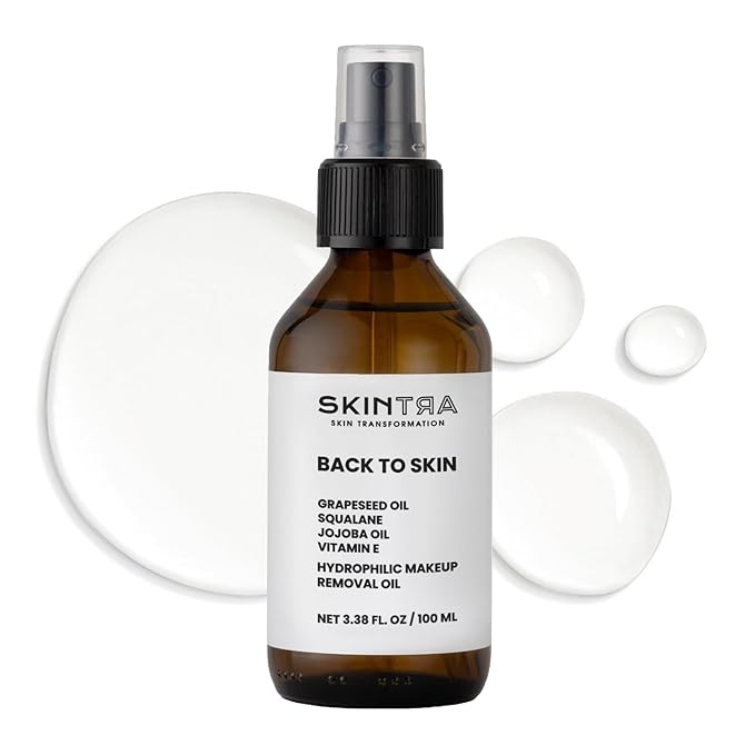 SkinTra - Back To Skin - Makeup Removing Oil with Squalane & Vitamin E, Gentle Cleansing for All Skin Types - Safe for Sensitive Areas – No Greasy Residue 100 ml/Net 3.38 Fl. Oz