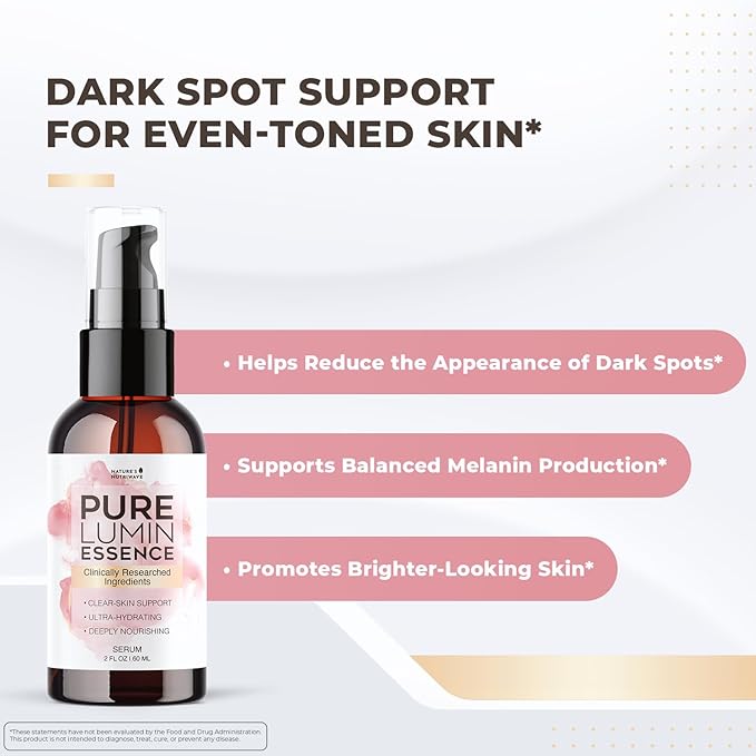PureLumin Essence – Natural Hydrating Serum for Skin Brightness and Nourishment – Plant-Based Formula – Non-GMO – GMP Certified – 2 fl oz (60 mL), 6 Month Supply