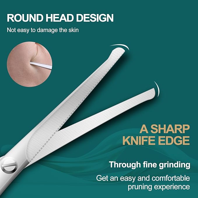 Lobodt 4.7-inch professional nose hair scissors, round-headed stainless steel small scissors, suitable for trimming facial hair, ear hair, eyebrows, bathroom, personal care and beauty (silver)